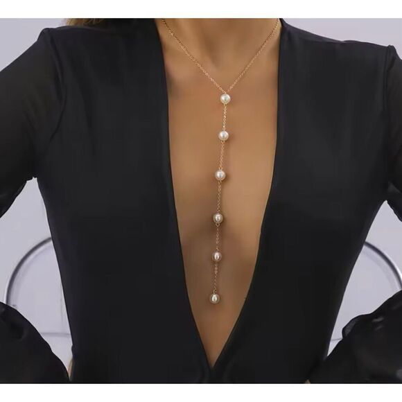 Boho Sweet Imitation Pearl Tassel Pendant Necklace Women's 2023 Summer Simple Go - Picture 1 of 4